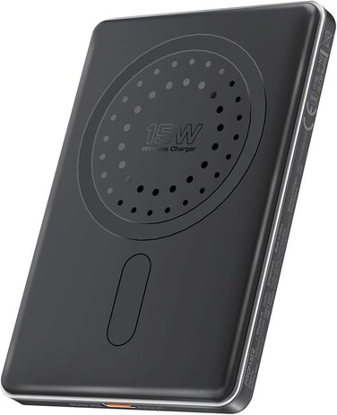 Promate Super Slim 5000mAh Power Bank with 15W MagSafe Charging, 20W USB-C Port, and Safety Protection System, USB-C Input/Output Port