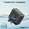 Promate Ultra-Compact Triple Port GaNFast Charger With Dual PD45W USB-C, Super-Fast QC 22.5W USB-A Port, Travel-Friendly Design, And Advanced Protection System - PowerPort-45 UK Black