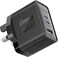 Promate Ultra-Compact Triple Port GaNFast Charger With Dual PD45W USB-C, Super-Fast QC 22.5W USB-A Port, Travel-Friendly Design, And Advanced Protection System - PowerPort-45 UK Black