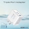 Promate Ultra-Compact Triple Port GaNFast Charger with Dual PD45W USB-C, Super-Fast QC 22.5W USB-A Port, Travel-Friendly Design, And Advanced Protection System - PowerPort-45 UK White