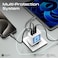 Promate Ultra-Compact Triple Port GaNFast Charger with Dual PD45W USB-C, Super-Fast QC 22.5W USB-A Port, Travel-Friendly Design, And Advanced Protection System - PowerPort-45 UK White