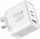 Promate Ultra-Compact Triple Port GaNFast Charger with Dual PD45W USB-C, Super-Fast QC 22.5W USB-A Port, Travel-Friendly Design, And Advanced Protection System - PowerPort-45 UK White