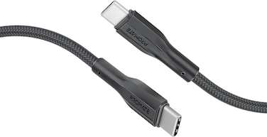 Promate USB-C Cable 200 cm, Ultra-Fast 60W Power Delivery Type-C Charging Cable With 480Mbps Sync Charge, Silicone And Anti-Tangle Wire For USB-C Smartphones, Tablets, Laptops, XCord-CC Black