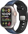 Promate Dual-Colour Apple Watch Band with Dust-Proof UV Treated Surface, Rust-Resistant Stainless-Steel Buckle, Stylish Sporty Design For All Sizes and Series Compatibility, SiliBand-DC Blue