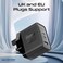Promate GaNFast Charging Adapter With Ultra-Fast Dual PD45W USB-C Ports, QC 22.5W USB-A Port, Multi-Protection System, Compact Travel-Friendly Build, EU Plug Compatibility - PowerPort-45 Black