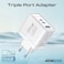 Promate GaNFast Charging Adapter With Ultra-Fast Dual PD45W USB-C Ports, QC 22.5W USB-A Port, Multi-Protection System, Compact Travel-Friendly Build, EU Plug Compatibility - PowerPort-45 White