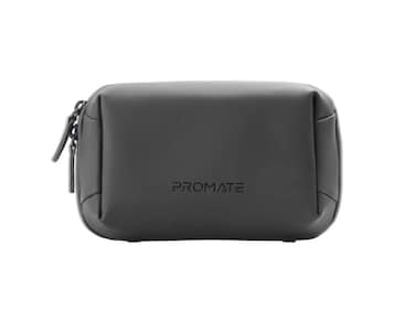 Promate Velvena Tech Essential Organizer Pouch Bag, Black