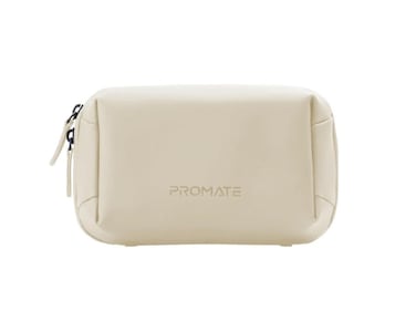 Promate Velvena Tech Essential Organizer Pouch Bag, Beige