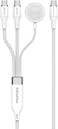 Promate All-In-One USB-C Cord With Ultra-Fast PD100W Charging, Seamless Sync And Charge Support, 140cm Nylon Braided Design, And 480Mbps Data Transfer Speed, Fusion-CCW White