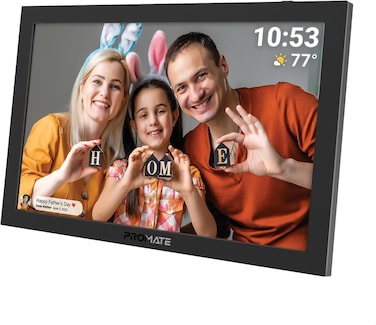 Promate Full HD Digital Photo Frame With 10.1" Touch Screen, Wireless app Control, 16GB Storage, USB/TF Card Support, Dual Speakers, Multi Picture &amp; Video Formats Compatibility, Memoria-10 Back