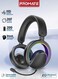Promate Novon Open-Ear Bluetooth Headphones with Detachable Mic, RGB Light Modes, 40mm Dynamic Drivers, 20H Battery, Bluetooth v6.0, ABS-PC Build For Gaming, Workouts, and Streaming Black