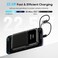 Kuulaa Power Bank 10000mAh with Built-in 2 Cables, Portable Charger 22.5W Fast Charging USB C Battery Pack, Mini Powerbank Compact &amp; Lightweight Compatible with iPhone Android Galaxy Google Pixel