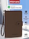 حافظة جواز سفر بروميت باس ميت الذكية المصنوعة من الجلد مع حماية RFID، وميزة تتبع Apple Find My Global، وشحن لاسلكي، وبطارية تدوم 6 أشهر، ومحفظة سفر مقاومة للماء ومضادة للضياع، لون بني