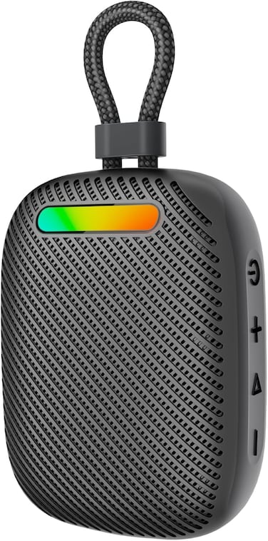 Promate Tingz CrystalSound Wireless Bluetooth 5.4 Speaker, 7W Loud Stereo Sound, RGB Light Modes, Waterproof IPX6, TWS Dual Pairing, TF/USB/AUX/FM, Built-in Mic, 1800mAh Battery, 10M Range Black