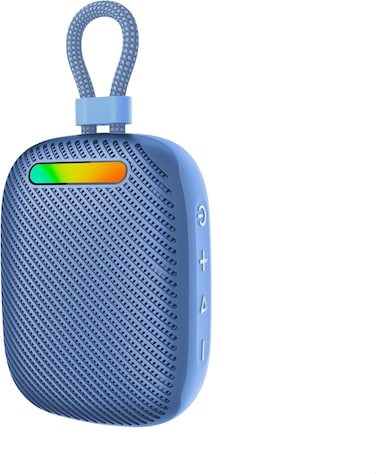 Promate Tingz CrystalSound Wireless Bluetooth 5.4 Speaker, 7W Loud Stereo Sound, RGB Light Modes, Waterproof IPX6, TWS Dual Pairing, TF/USB/AUX/FM, Built-in Mic, 1800mAh Battery, 10M Range Blue