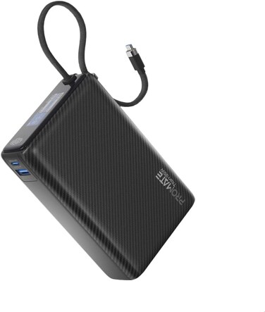 20000mAh Power Bank with Built-in USB-C Cable, 35W PD Fast Charging Portable Charger with TFT Smart Display, 3-Port, USB-C, USB-A for iPad, iPhone 17/16 Series, Samsung S25 Ultra, Airpods and More - Black