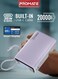 20000mAh Power Bank with Built-in USB-C Cable, 35W PD Fast Charging Portable Charger with TFT Smart Display, 3-Port, USB-C, USB-A for iPad, iPhone 17/16 Series, Samsung S25 Ultra, Airpods and More - Purple