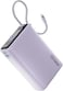 20000mAh Power Bank with Built-in USB-C Cable, 35W PD Fast Charging Portable Charger with TFT Smart Display, 3-Port, USB-C, USB-A for iPad, iPhone 17/16 Series, Samsung S25 Ultra, Airpods and More - Purple
