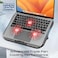 Promate AirBase-2 Laptop Cooling Pad with 3 Silent Cooling Fans, Adjustable Ergonomic Height Stand, Dual USB-C Connectivity, Integrated Phone Holder, LED Lighting, Metal Mesh Design for Laptops