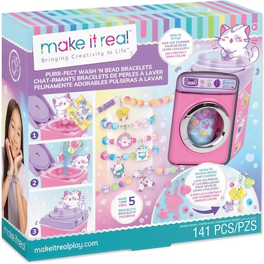 Make It Real Purr-Fect Wash 'N Bead Bracelets DIY Kit (141 Pieces)