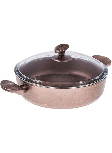 HOME MAKER GRANITEC ROSE GOLD LOW CASSEROLE 30CM
