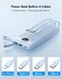 VRURC 10000mAh Power Bank Built-in Cables, Portable Charger with LED Display, Slim Intelligent Travel Battery Pack with Cords, 5 Output Dual Input Phone Charger for Cell Phone Smart Devcies-Blue