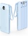 VRURC 10000mAh Power Bank Built-in Cables, Portable Charger with LED Display, Slim Intelligent Travel Battery Pack with Cords, 5 Output Dual Input Phone Charger for Cell Phone Smart Devcies-Blue