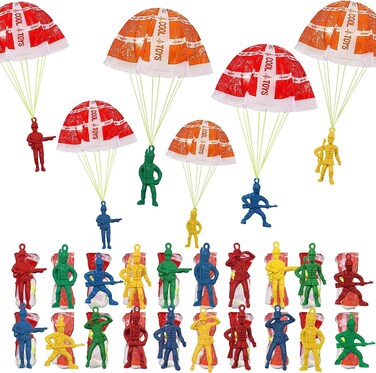 Parachute Toy Pack of 20 Pcs, Multicolor - Free Flying Parachute Toys for Kids Boys and Girls, Age 3+, 20 Pieces, Lightweight, Plastic and Thread Material