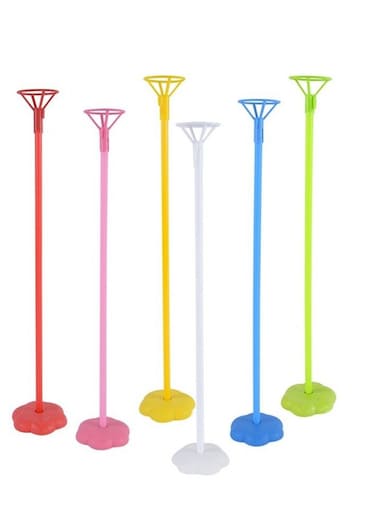 Reusable Colored Balloon Stick Stand Kit with Table Base, 6-Piece Balloon Column Holder