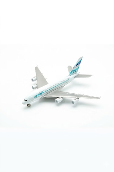 Die-Cast Aviation boeing 380 Airplane Toy - White and Blue Miniature Aircraft with Pull-Back Action