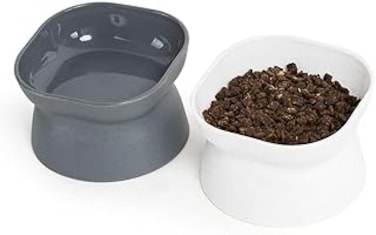 Joyzzz Elevated Cat Food Bowl, Tilted Elevated Double Use Cat Bowls, Raised Cat Food Bowls Stress Free Backflow Prevention, Protect Pets' Spines Cat Bowls or Water Bowl