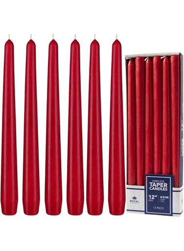 Tall Taper Red Candles (Pack of 12) 25cm Long Candle for Romantic Dinner Long Candles شموع wax candles Red candles long burning candles شمع taper candles unscented dinner candles