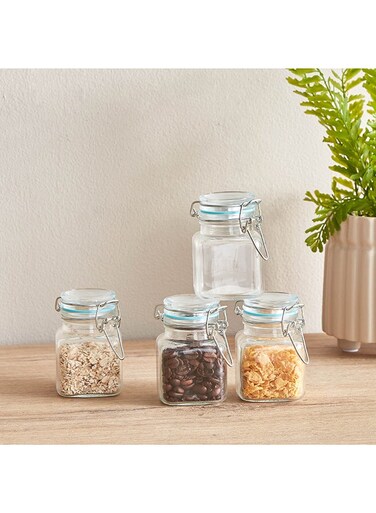 Box Essential 4-Piece Glass Spice Jar Set 22.3 x 8.4 x 7 cm