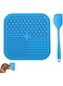Lick Mat for Dogs Slow Feeder Licking Mat with Scraper, Anxiety Relief Lick Pad with Suction Cups for Peanut Butter Food Treats Yogurt, Pets Bathing Grooming Training Calming Mat, 20X20CM (Blue)