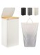 CENXI Laundry Baskets with Lid, Beige 100 Liters Large Washing Basket for Laundry with Handles Laundry Hamper for Bedroom Bamboo Bathroom Bin (White)