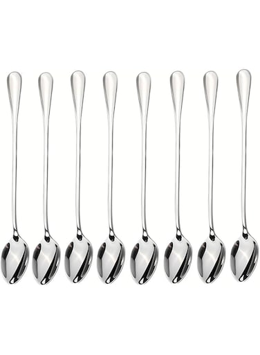 dhrbsx Long-handled ice tea spoon, cocktail stir spoons, stainless steel coffee spoons, ice cream scoop Set of 8