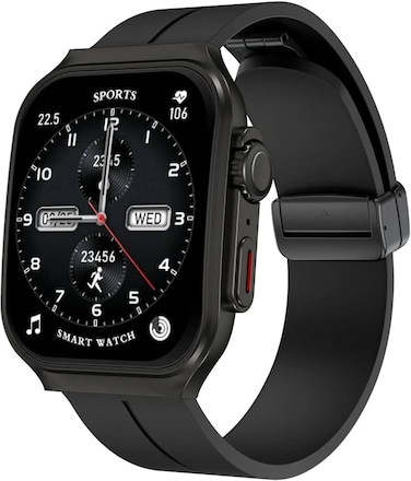 Smartbarry OV88 Curved Screen Smart Watch for Men and Women, Black, 43mm, Heart Rate Sensor