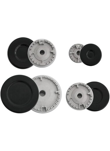 Azonee 4 Pcs Portable Gas Stove Burners Replacement - Crown Flame Cap Cover, for Kitchen Fit to Most Stove Handles Lid Kit Quality Metal Stove knob