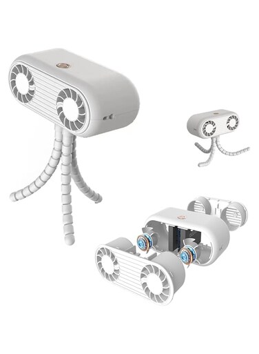 YISONHO Mini Handheld Neck Fan Personal Portable Fan with Flexible Tripod Clip Handheld/Desk/Neck Fan for Student Bed Desk Bike Crib Treadmill Camping Traveling (WHITE)