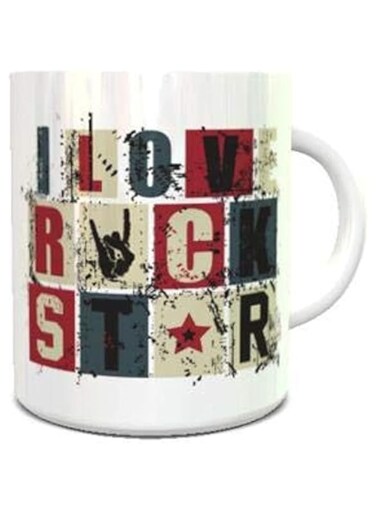 Impress Love Rock Star Design Ceramic Coffee Mug (White)