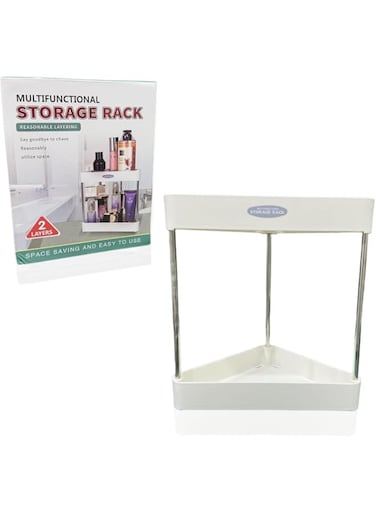 FRIZZOC 2 Tier Plastic Countertop Shelf Organizer Storage Rack, Multifunction Pantry Storage Organizer Kitchen Spice Rack Bathroom Shelf Organizer Tabletop Shelf Organizer-White