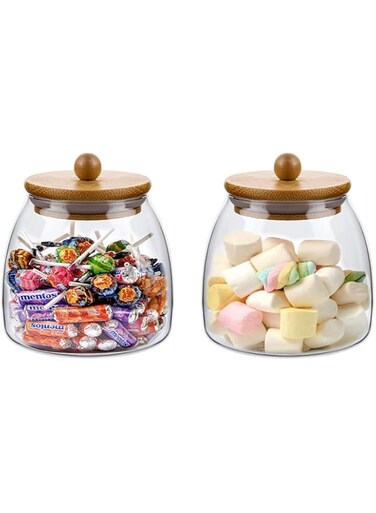 BLACKSTONE Glass Jar Canister with Bamboo Lid Kitchen Container YK4112 SET of 2 Pcs (500 ML)