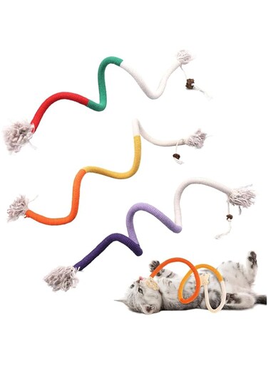 Sisal Rope Cat Toys,3 Pack Bite-Resistant Catnip Toys,Cat Toys for Bored Indoor Cats, Safe Teeth Cleaning Chew Cat Toy,Interactive Cat Kicker Toys for Indoor Cats, Kitten Toys 27" All Breeds