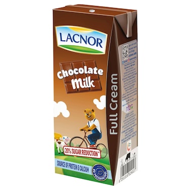 Lacnor UHT Full Cream Reduced Sugar Chocolate Milk, 180ml