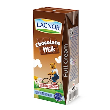 Lacnor UHT Full Cream Reduced Sugar Chocolate Milk, 180ml