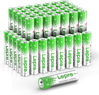 Lepro AA Batteries 48 Pack, 1.5 Volt Alkaline Double AA Battery with High Capacity, Anti-Leakage, Long Lasting Power, 2800mAh LR06 MN1500 Battery AA for Clocks Remotes Mouse Torch