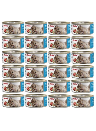 Pack of 24 Bioline Cat Tuna Can 85g[Flavor - Tuna + Shrimp]
