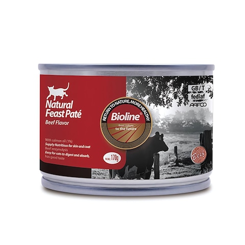 Pack of 3 Bioline Natural Feast Pate Cat Can Beef Flavor 170g