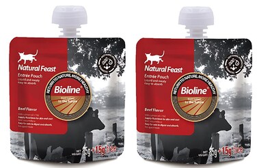 Pack of 2 Bioline Natural Feast Entree&nbsp;Pouch Beef Flavor 85g+15g