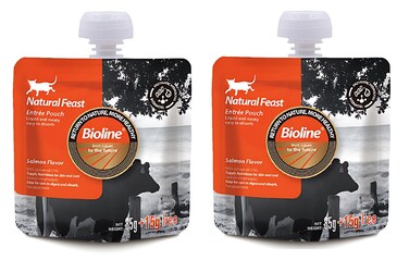 Pack of 2 Bioline Natural Feast Entree&nbsp;Pouch Salmon Flavor 85g+15g